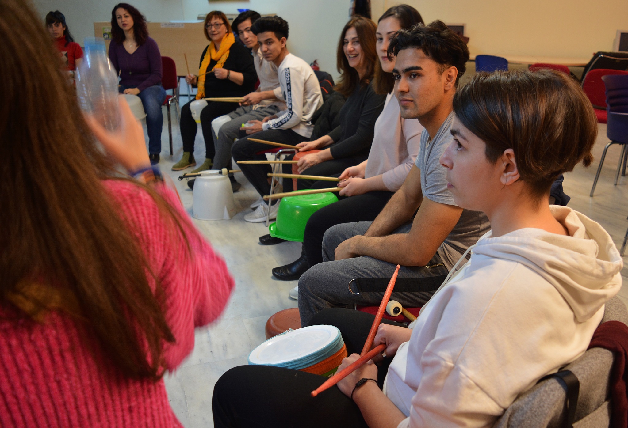Percussion workshop using recycled materials