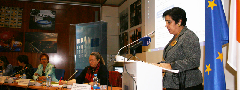panel + Minister of Foreign Affairs Dr Erato Kozakou-Markoullis at the podium
